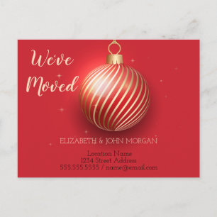 Carte Postale Faire-part Nous avons déménagé,Boule de Noël, Nouvelle adress