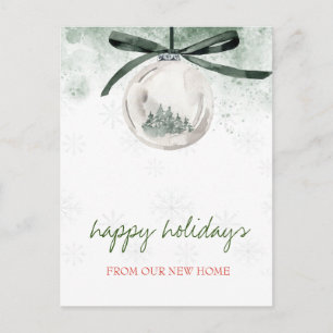 Carte Postale Faire-part Nous avons déménagé,Boule de Noël Sapins Fêtes