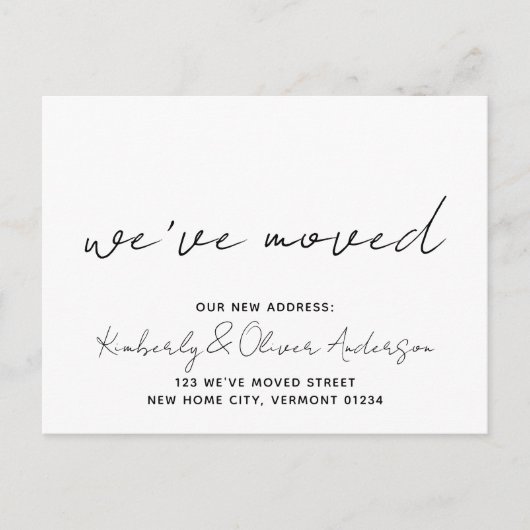 Carte Postale Faire-part Nous avons déménagé Calligraphie manuscrite Adress (Devant)