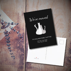 Carte Postale Faire-part Nous avons Déménagé Chats Noir Blanc Déménagement