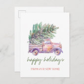 Carte Postale Faire-part Nous Avons Déménagé, Chic Camion, Pine Tree Holida (Devant / Derrière)