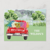 Carte Postale Faire-part Nous avons déménagé Clôture de campagne Floral Bud (Devant)