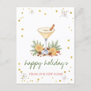 Carte Postale Faire-part Nous avons déménagé,Cocktail de Noël Flocons de ne