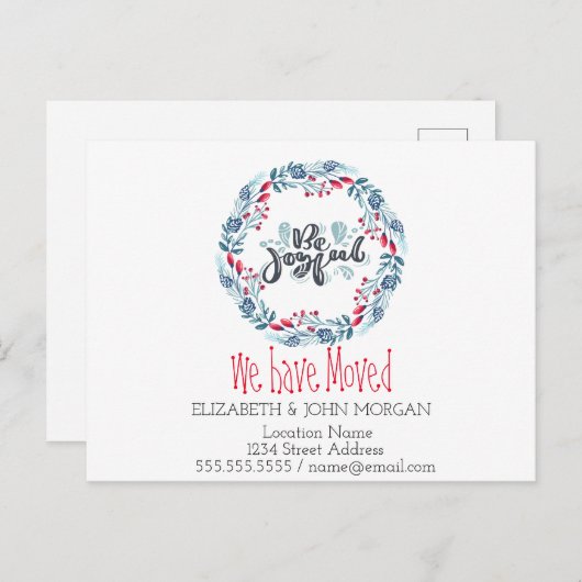 Carte Postale Faire-part Nous avons déménagé,Couronne Bleue, Soyez Joyeux (Devant / Derrière)