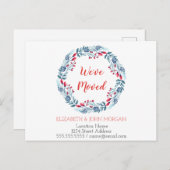 Carte Postale Faire-part Nous avons déménagé, Couronne de Noël bleue, Nouve (Devant / Derrière)