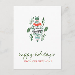 Carte Postale Faire-part Nous avons déménagé, décoration de Noël