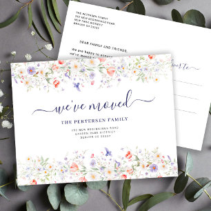 Carte Postale Faire-part Nous avons déménagé des fleurs sauvages florales a
