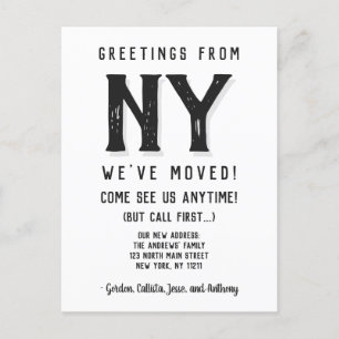 Carte Postale Faire-part Nous avons déménagé Drôle Sassy Noir Simple Nouvel