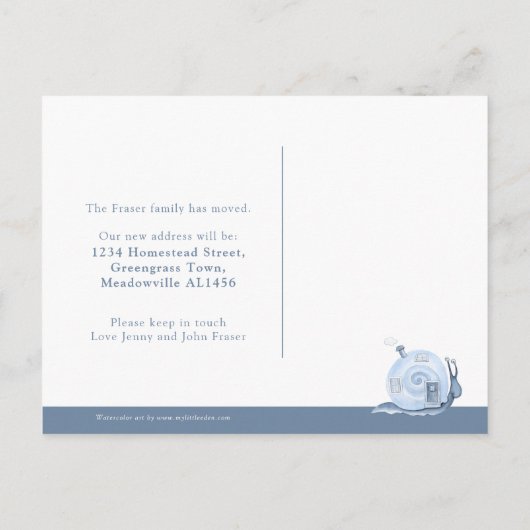 Carte Postale Faire-part Nous avons déménagé escargot déménagement maison b (Dos)
