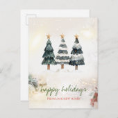 Carte Postale Faire-part Nous avons déménagé,Étoiles,Sapins de Noël (Devant / Derrière)