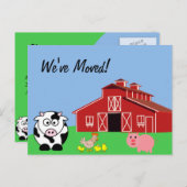 Carte Postale Faire-part Nous avons déménagé ferme animale grange (Devant / Derrière)