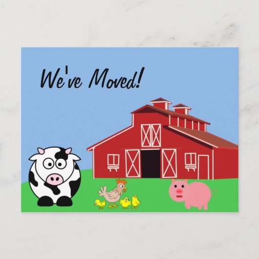 Carte Postale Faire-part Nous avons déménagé ferme animale grange (Devant)