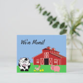 Carte Postale Faire-part Nous avons déménagé ferme animale grange (Debout devant)
