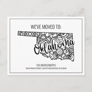 Carte Postale Faire-part Nous avons déménagé Floral Mandala Oklahoma State