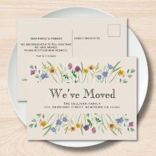 Carte Postale Faire-part Nous avons déménagé Floral Moving