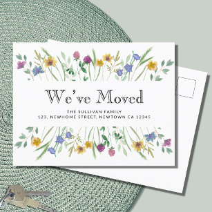 Carte Postale Faire-part Nous avons déménagé Floral Moving