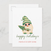 Carte Postale Faire-part Nous avons déménagé, Gnome Pin de Noël (Devant / Derrière)