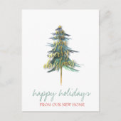 Carte Postale Faire-part Nous Avons Déménagé, Gold Noël Pine Tree vacances (Devant)