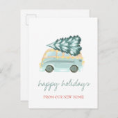 Carte Postale Faire-part Nous Avons Déménagé Green Truck Pine Trees, Vacanc (Devant / Derrière)