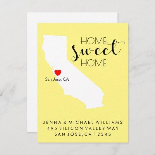 Carte Postale Faire-part Nous avons déménagé | Home Sweet Home Californie (Devant / Derrière)