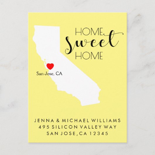 Carte Postale Faire-part Nous avons déménagé | Home Sweet Home Californie (Devant)