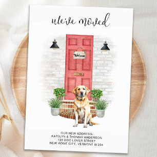 Carte Postale Faire-part Nous avons déménagé Labrador jaune Porte rouge Chi