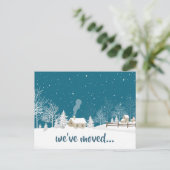 Carte Postale Faire-part Nous avons déménagé Maison d'hiver dans Changement (Debout devant)