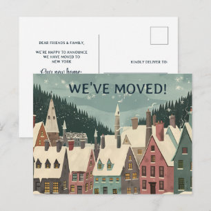 Carte Postale Faire-part Nous avons déménagé Maison fantaisiste d'hiver Cha