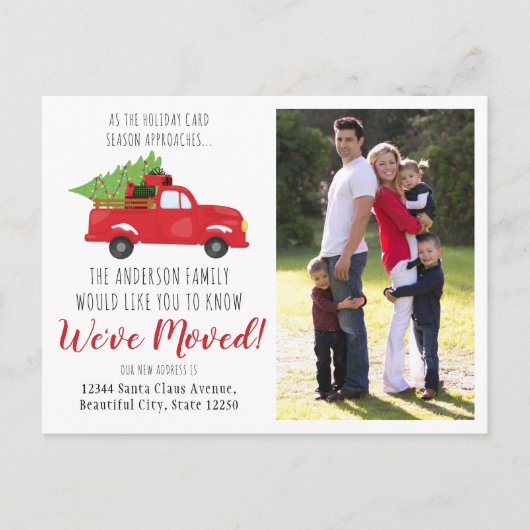 Carte Postale Faire-part Nous avons déménagé Noël Camion photo vacances Dém (Devant)