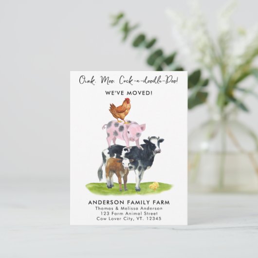 Carte Postale Faire-part Nous avons déménagé Nouvelle adresse Animaux de la (Debout devant)