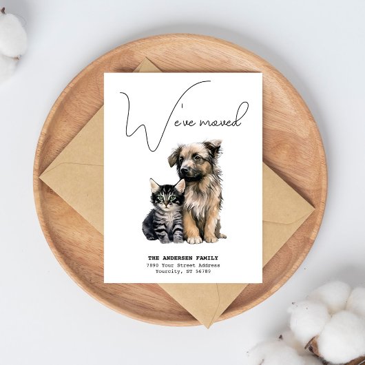 Carte Postale Faire-part Nous Avons Déménagé Nouvelle Adresse Chat Chien Aq