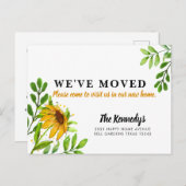 Carte Postale Faire-part Nous avons déménagé Nouvelle Maison Fleurs Jaunes (Devant / Derrière)