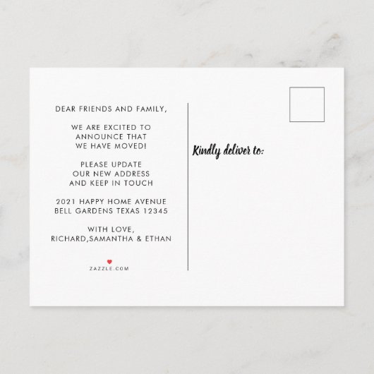 Carte Postale Faire-part Nous avons déménagé Nouvelle Maison Fleurs Jaunes (Dos)