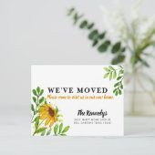 Carte Postale Faire-part Nous avons déménagé Nouvelle Maison Fleurs Jaunes (Debout devant)