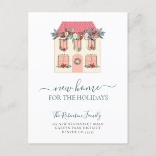 Carte Postale Faire-part Nous avons déménagé nouvelle maison vacances Noël