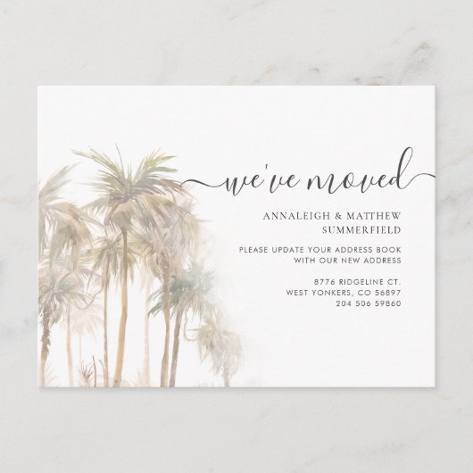 Carte Postale Faire-part Nous avons Déménagé Palmiers QR Code Houseréchauff (Devant)