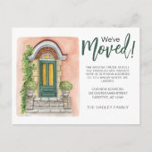 Carte Postale Faire-part Nous avons déménagé Porte verte aquarelle (Devant)