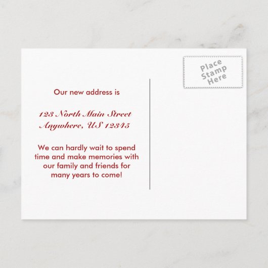 Carte Postale Faire-part Nous avons déménagé - Red Home Sweet Home Oiseaux (Dos)