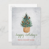 Carte Postale Faire-part Nous avons déménagé,Sapin de Noël,Cônes de pin, Ne (Devant / Derrière)