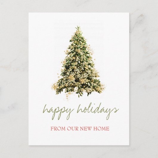 Carte Postale Faire-part Nous avons déménagé,Sapin de Noël,Étoiles Fêtes (Devant)