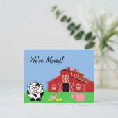 Carte Postale Faire-part Nous avons déménagé (Style ferme animale) (Debout devant)