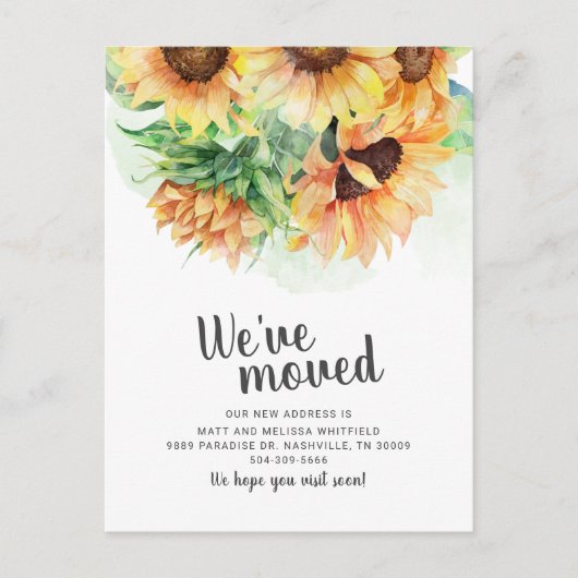 Carte Postale Faire-part Nous avons déménagé Sunflower Blush Moving (Devant)