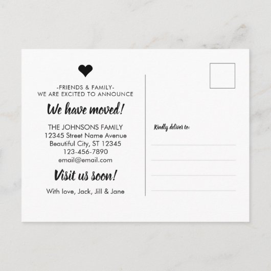 Carte Postale Faire-part Nous avons déménagé un nouveau changement d'adress (Dos)