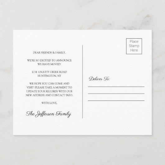 Carte Postale Faire-part Nous avons déménagé un nouveau changement d'adress (Dos)