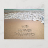 Carte Postale Faire-part Nous avons déplacé Annonce Écriture sur le sable d (Devant)