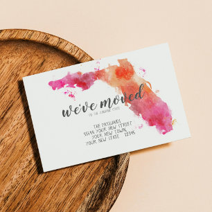 Carte Postale Faire-part Nous avons déplacé Aquarelle Floride Moving Faire-