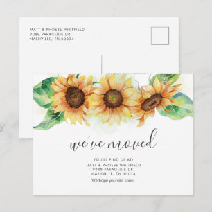 Carte Postale Faire-part Nous Avons Déplacé Aquarelle Tournesol Déplacement
