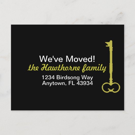 Carte Postale Faire-part Nous avons déplacé Black & Gold (Devant)