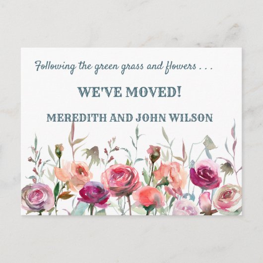 Carte Postale Faire-part Nous avons déplacé classique élégant mouvement flo (Devant)