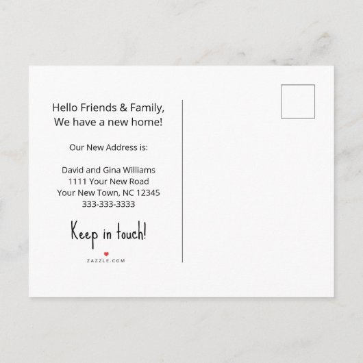 Carte Postale Faire-part Nous avons déplacé Cute Winking Chat Nouveau Accue (Dos)